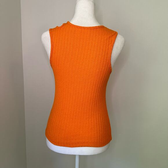 Maeve Anthropologie orange ribbed cut-out tank top size M - Picture 5 of 12